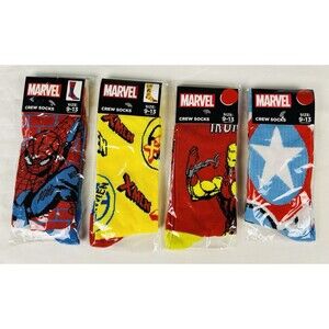 Marvel Comics II Novelty Crew Socks Men's Size 9-13 Fun Colorful Lot of 4 New